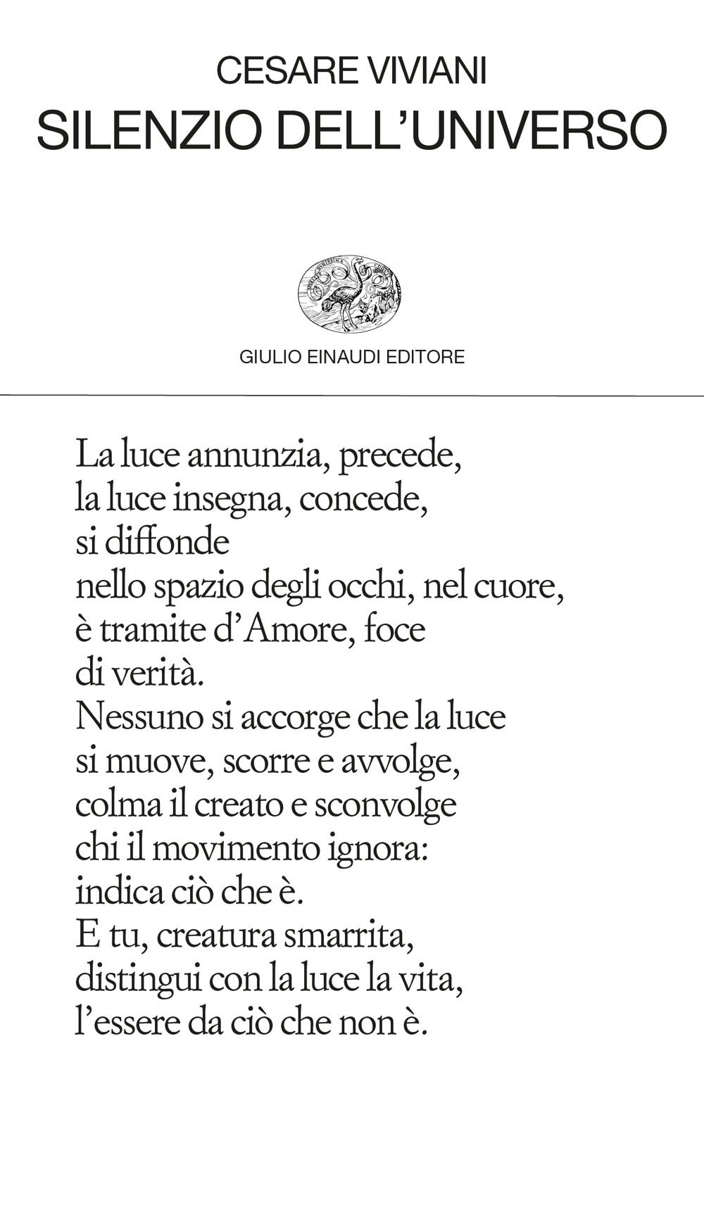 Silenzio Dell Universo Cesare Viviani Giulio Einaudi Editore Collezione Di Poesia
