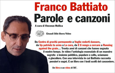 Copertina del libro Parole e canzoni di Franco Battiato