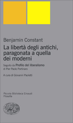 Copertina del libro La libertà degli antichi, paragonata a quella dei moderni di Benjamin Constant