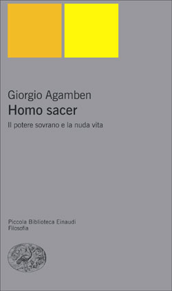 Copertina del libro Homo sacer di Giorgio Agamben