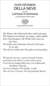 Copertina del libro Della neve di Durs Grünbein