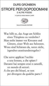 Copertina del libro Strofe per dopodomani di Durs Grünbein