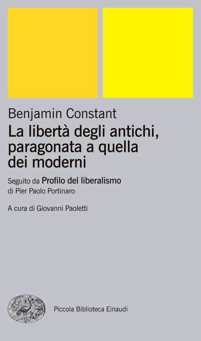 Copertina del libro La libertà degli antichi, paragonata a quella dei moderni di Benjamin Constant