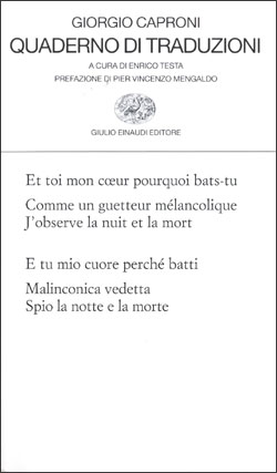 Copertina del libro Quaderno di traduzioni di Giorgio Caproni