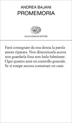 Copertina del libro Promemoria di Andrea Bajani