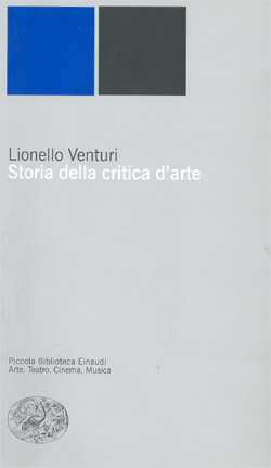 Copertina del libro Storia della critica d’arte di Lionello Venturi
