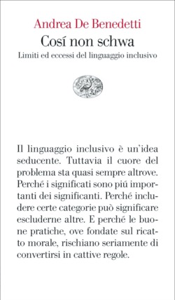 Copertina del libro Così non schwa di Andrea De Benedetti