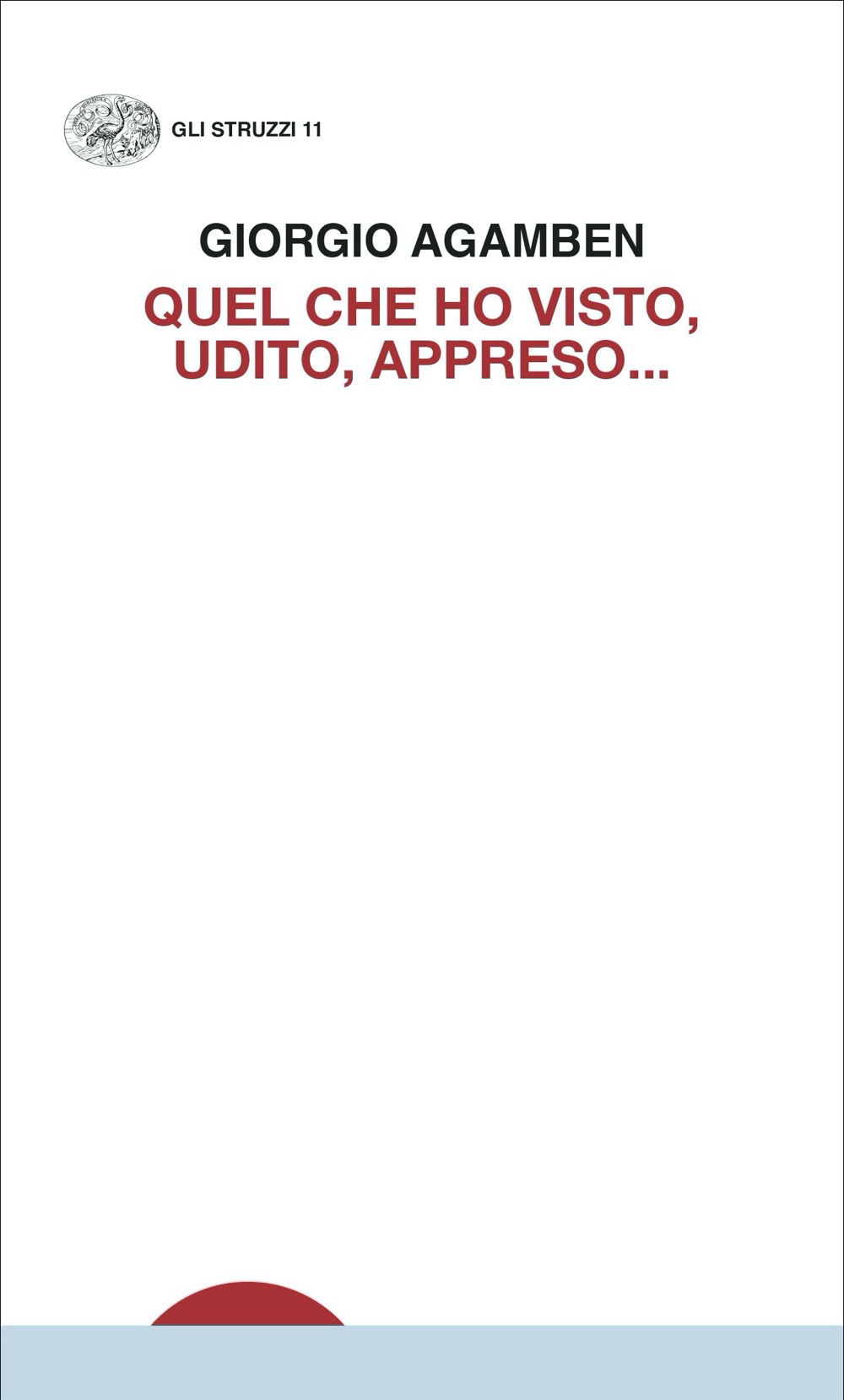 Quel che ho visto, udito, appreso…, Giorgio Agamben. Giulio Einaudi editore  - Gli Struzzi - Nuova serie