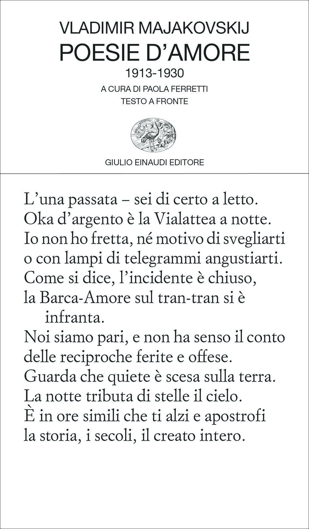 Poesie d'amore, Vladimir Majakovskij. Giulio Einaudi editore - Collezione  di poesia